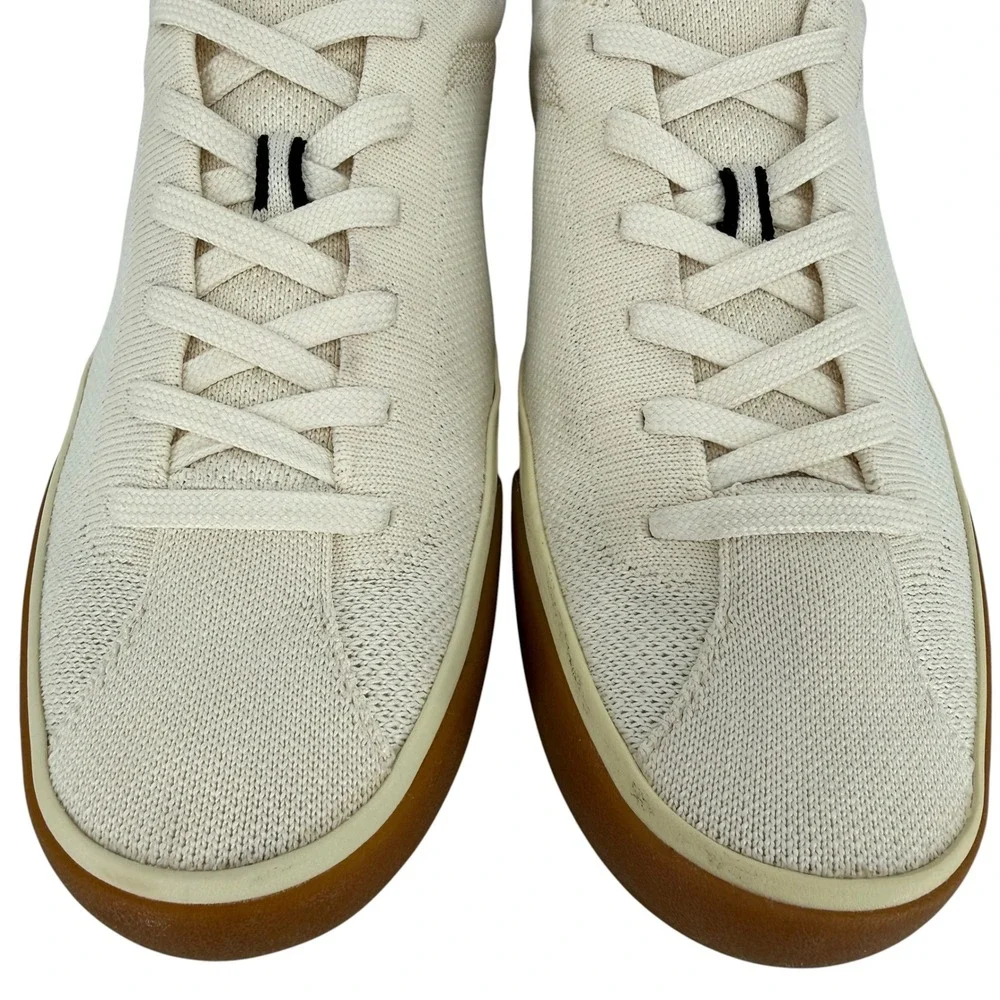 Rothy's The Lace Up Sneaker Bone White Knit Gum Sole Womens 9 Low Top Lace Up